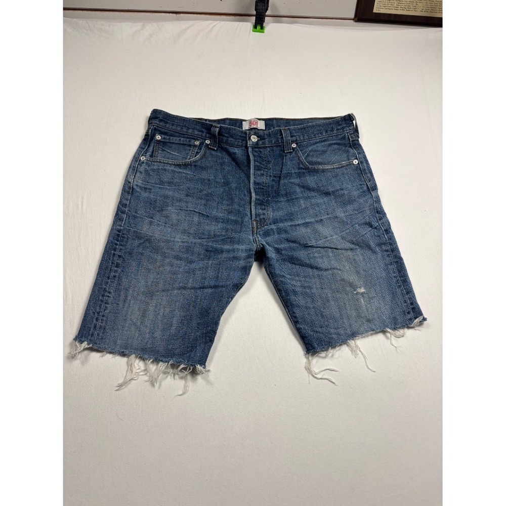 Vintage Levis 501 Mens Denim Cutoff Shorts W36 Blue Jorts Raw Hem 00501-0422